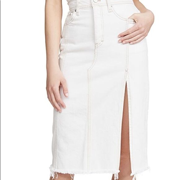 EUC Free People Mambo White Denim Midi Skirt 28 - Picture 5 of 7
